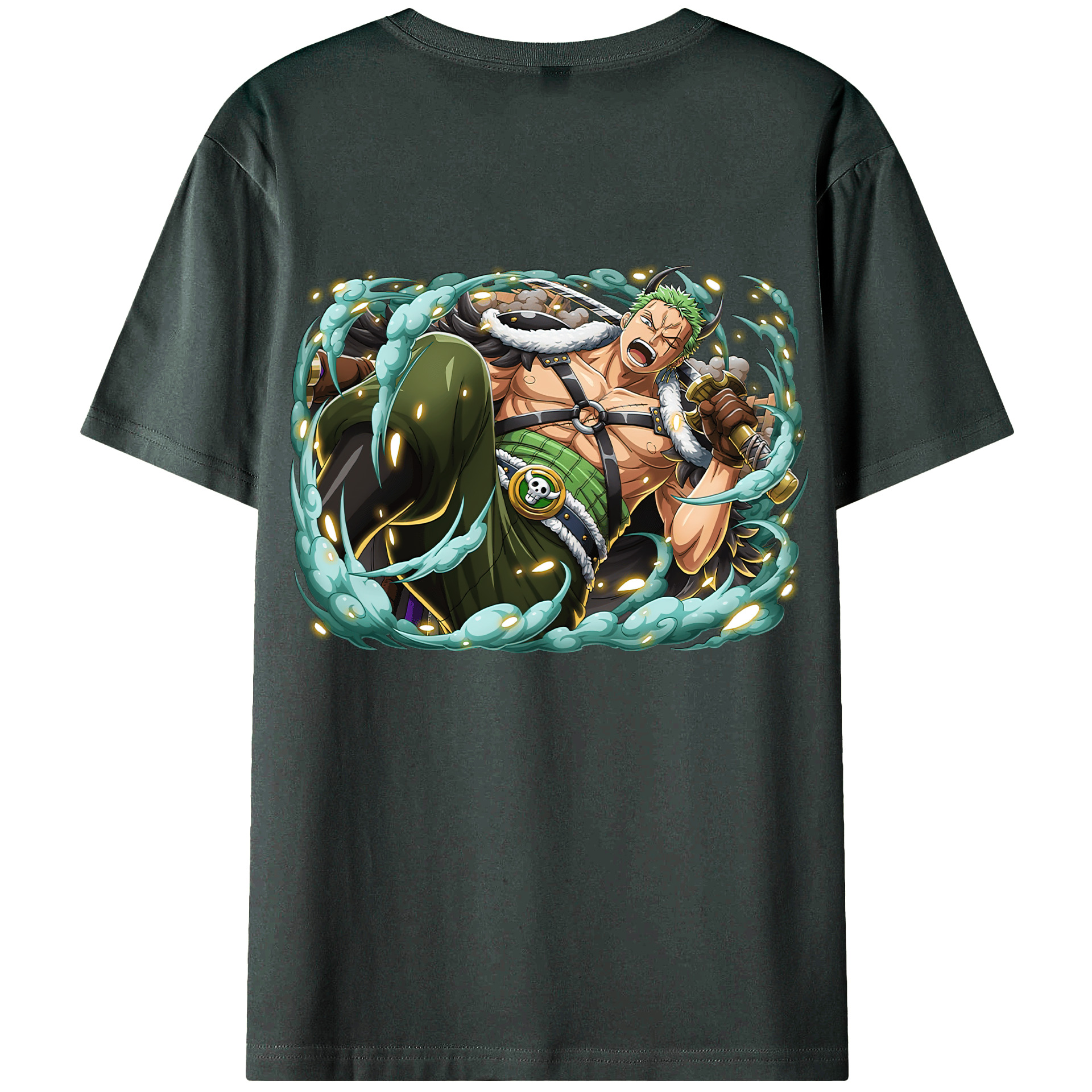 ワンピース ロロノア・ゾロ ONE PIECE Roronoa Zoro 綿100％ メンズ半袖Tシャツ（バックプリント） 通気性